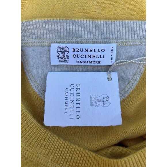 Brunello Cucinelli Men’s Cashmere Sweater Yellow Size IT 50 US 38 - Picture 8 of 16